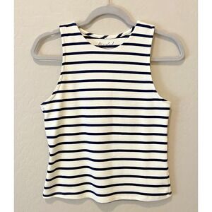 Marled Essentials Women's Tank Top Navy White Striped Nautical Preppy SZ SM